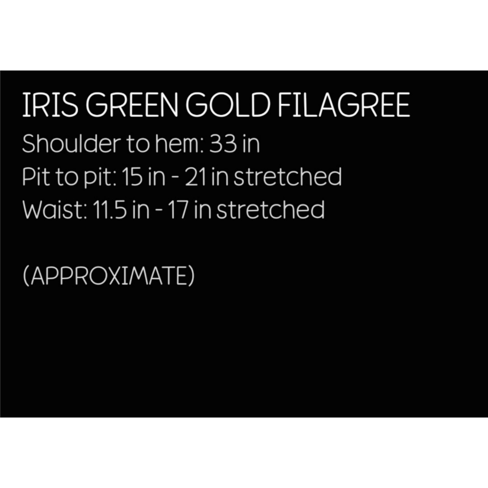 ✨️4/$20 IRIS Long Sleeve Square Neck Bodycon Mini Dress in Green, Gold Filagree - Picture 15 of 15